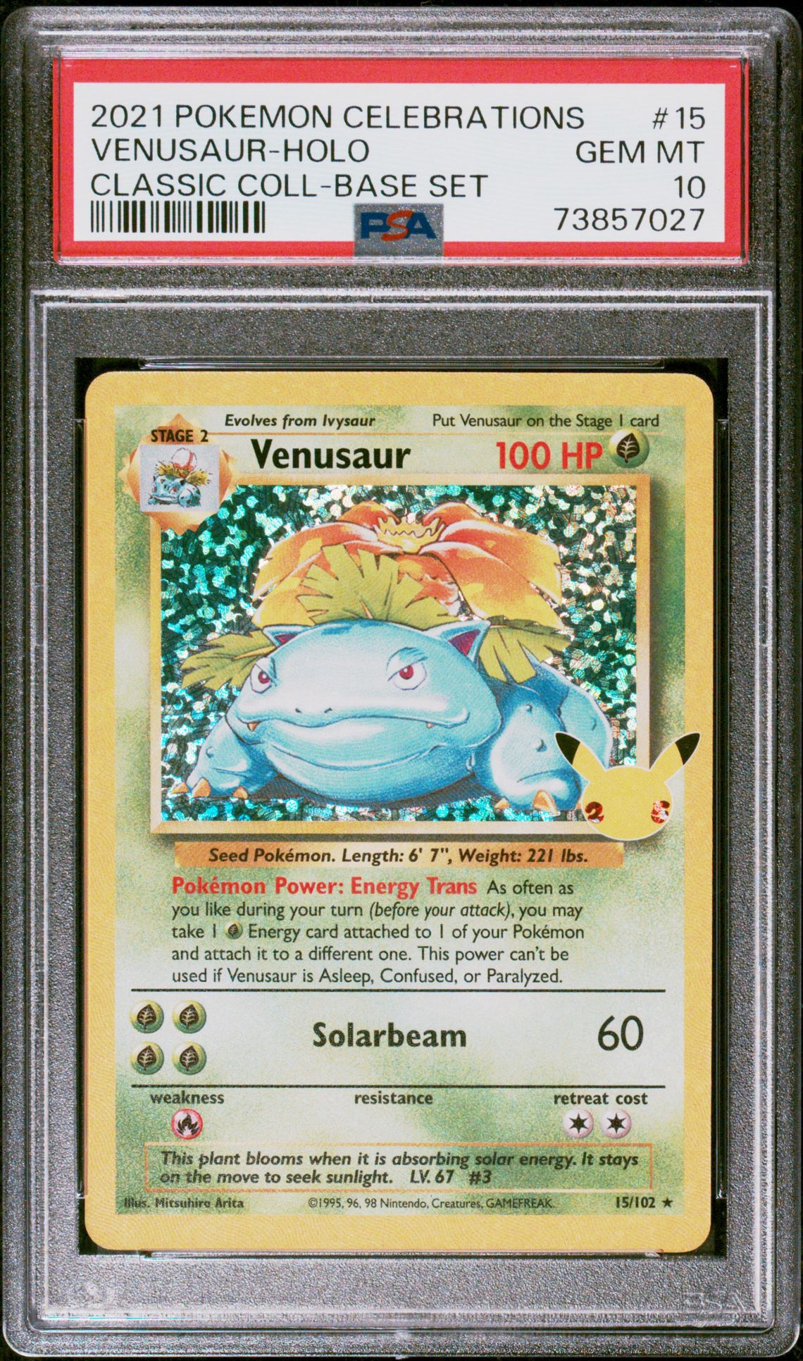 2021 Pokemon Celebrations Classic Collection Venusaur-Holo #15 (Classic Coll-Base Set) Gem Mt 10 front