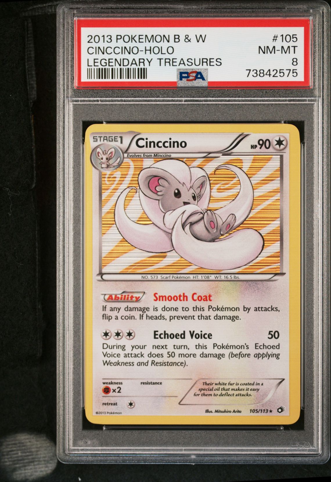 2013 Pokemon POKEMON BLACK & WHITE LEGENDARY TREASURES #105 Cinccino-Holo front