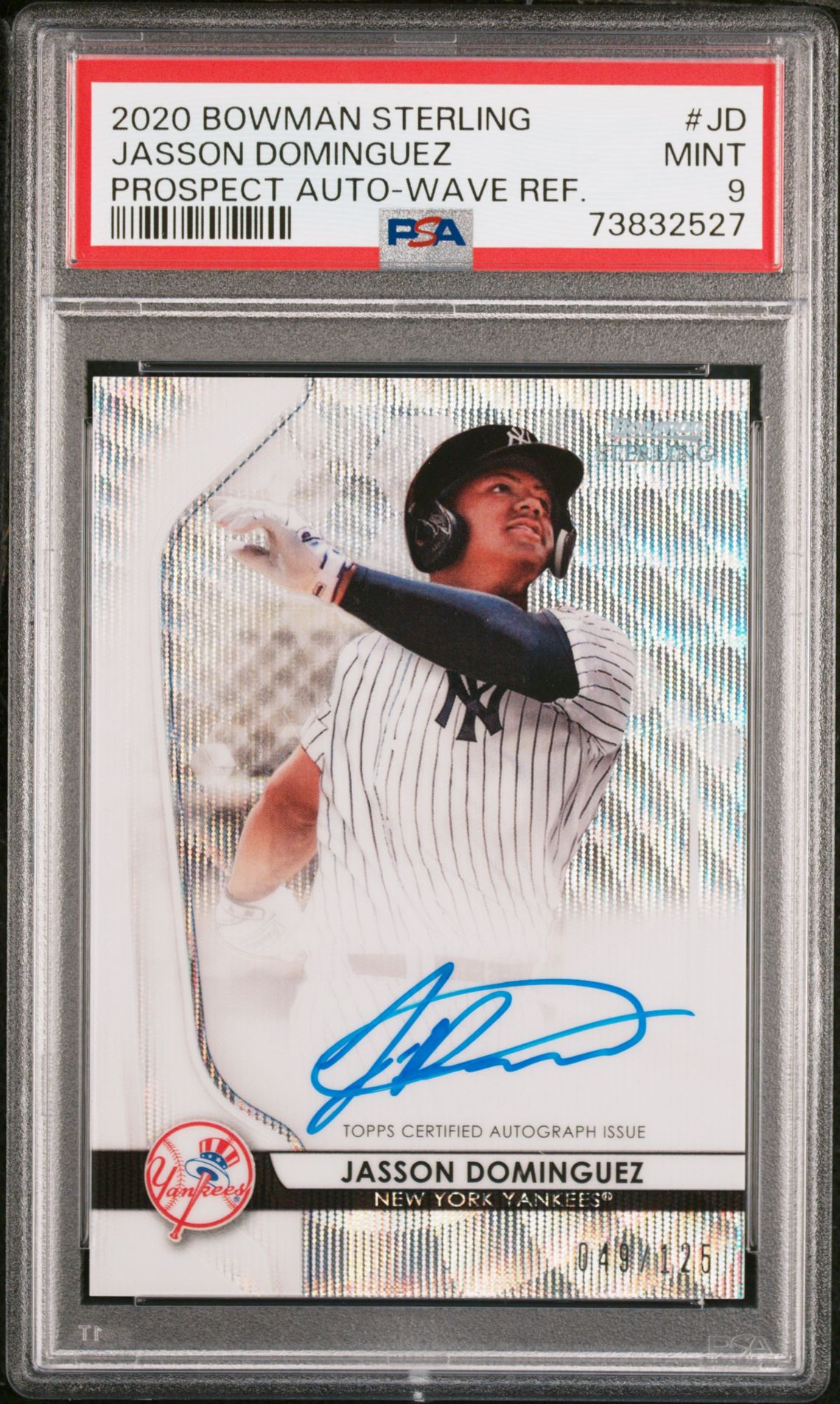 2020 Bowman Sterling Prospect Autographs Jasson Dominguez #Jd (Prospect Auto-Wave Ref.) Mint 9 front