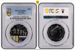 2016 50C Korean War Colorized MS67