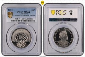 2022 50C Elizabeth II Platinum Jubilee MS68