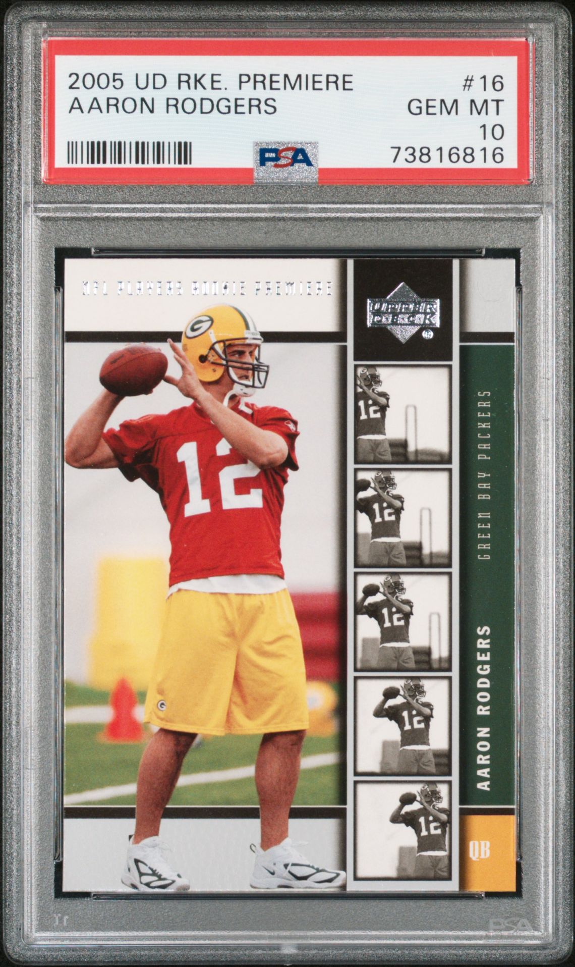 2005 Upper Deck Rookie Premiere Aaron Rodgers #16 Gem Mt 10 front