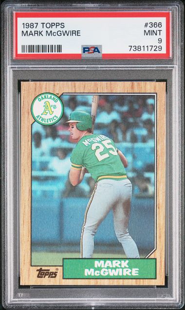 Mark McGwire 1987 Topps Baseball Card No 366 PSA MINT 9