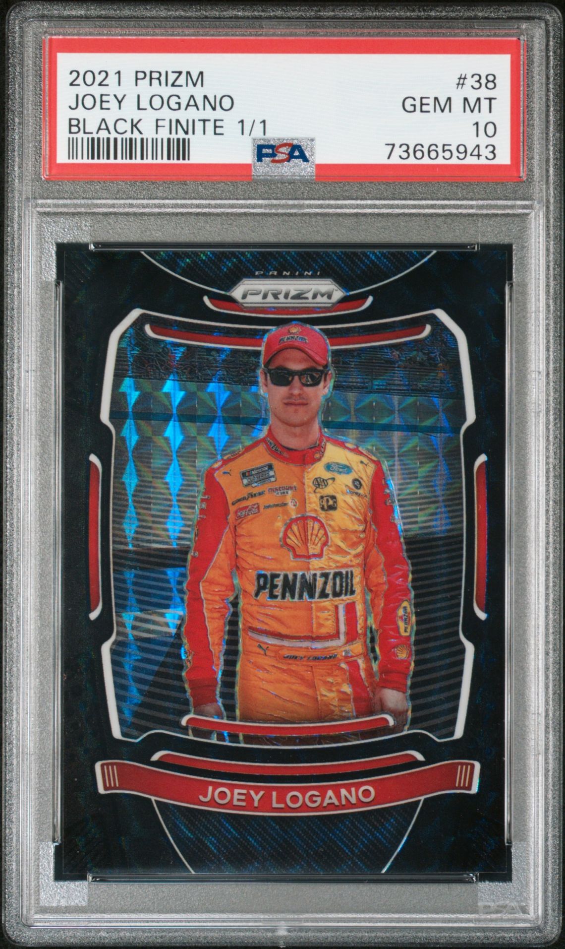 2021 Panini Prizm BLACK FINITE 1/1 #38 Joey Logano front