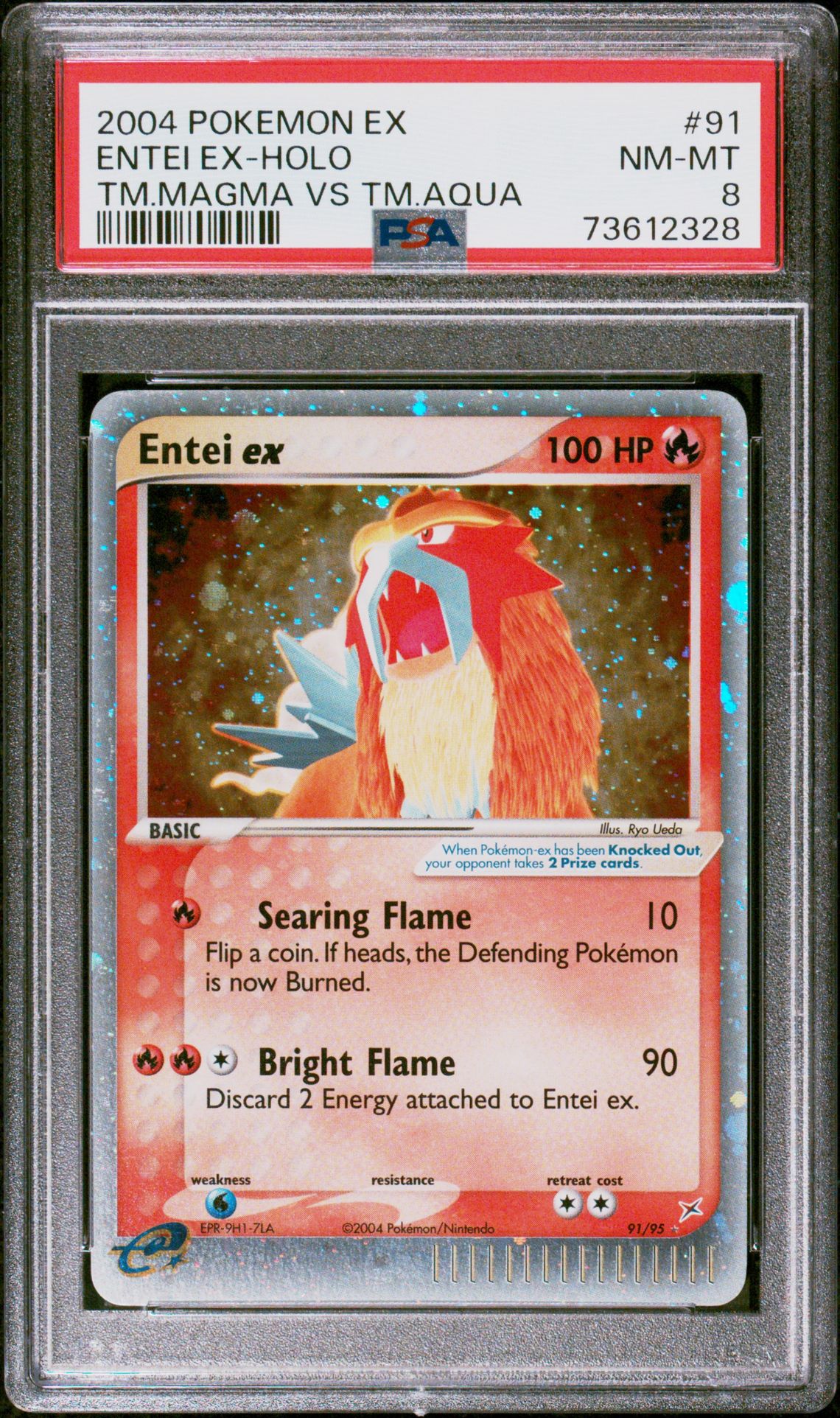 2004 Pokemon POKEMON EX TEAM MAGMA VS TEAM AQUA #91 Entei Ex-Holo front