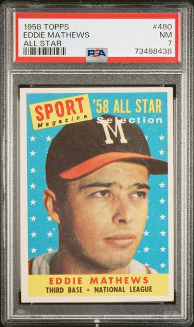 1958 Topps #440 Eddie Mathews Milwaukee Braves Baseball Card