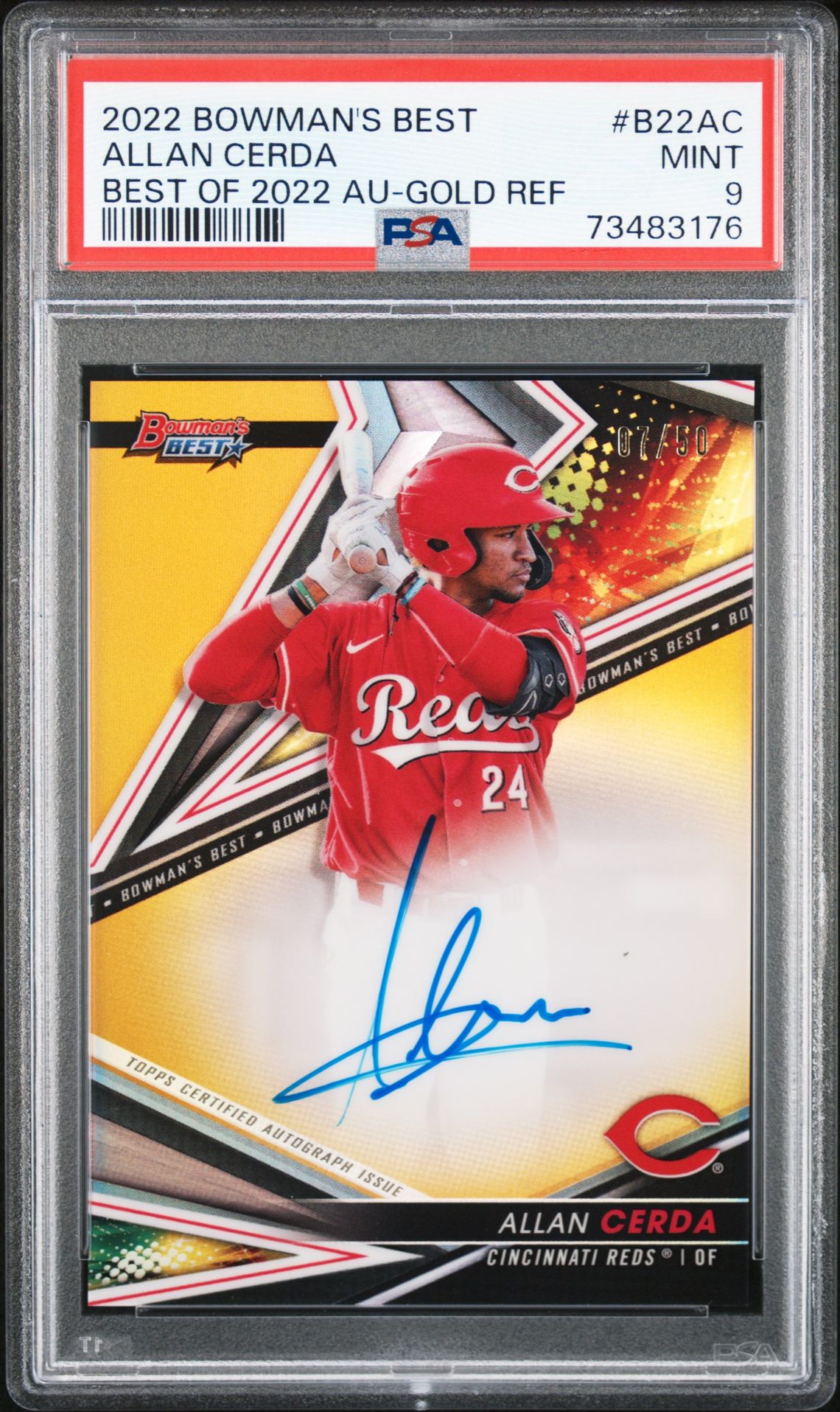 2022 Bowman BOWMAN'S BEST BEST OF 2022 AUTOGRAPHS Gold Refractor #B22AC Allan Cerda front