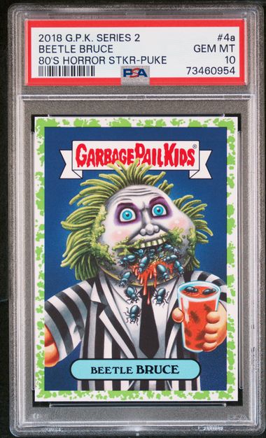 2018 Garbage Pail Kids GARBAGE PAIL KIDS SERIES 2 80'S HORROR STICKERS 80'S HORROR STKR-PUKE #4A Beetle Bruce front