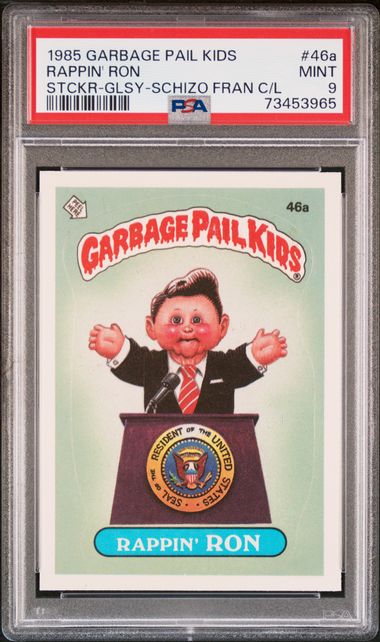 1985 Garbage Pail Kids GARBAGE PAIL KIDS STICKERS STCKR-GLSY-FRAN FRAN C/L #46A Rappin' Ron front