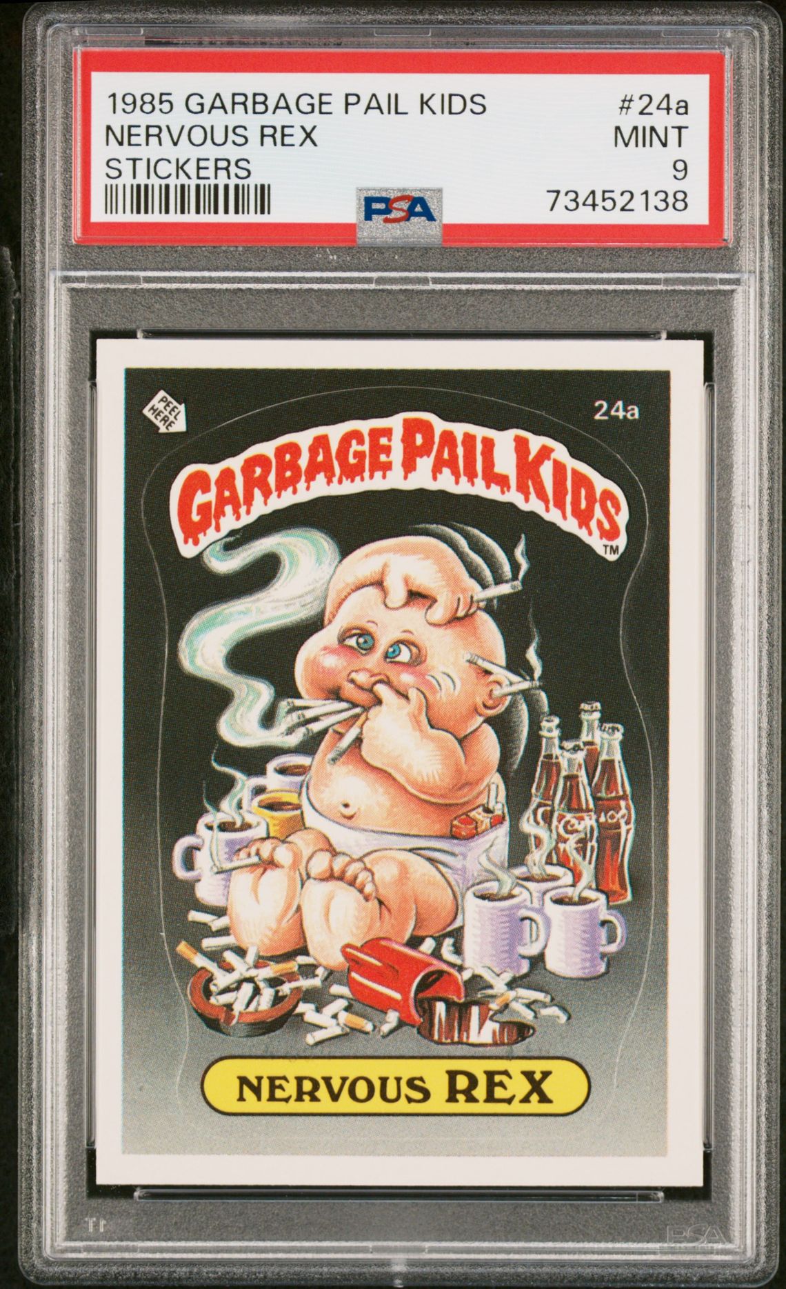 1985 Topps GARBAGE PAIL KIDS STICKERS #24A Nervous Rex front