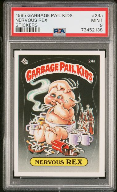 1985 Topps Garbage Pail Kids Series 1 Stickers/Base-Glossy #24A Nervous Rex front