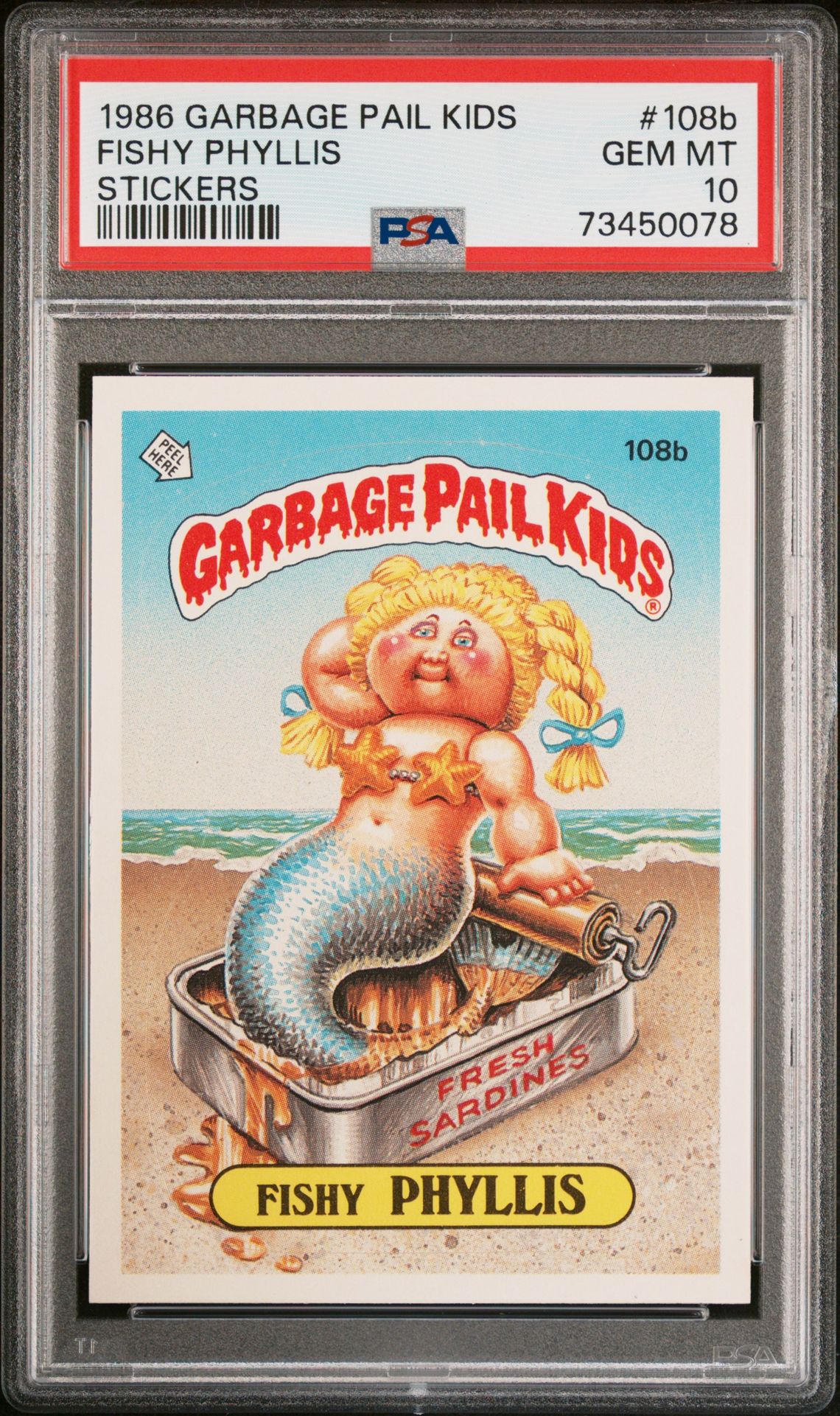 1986 Topps GARBAGE PAIL KIDS STICKERS #108B Fishy Phyllis front