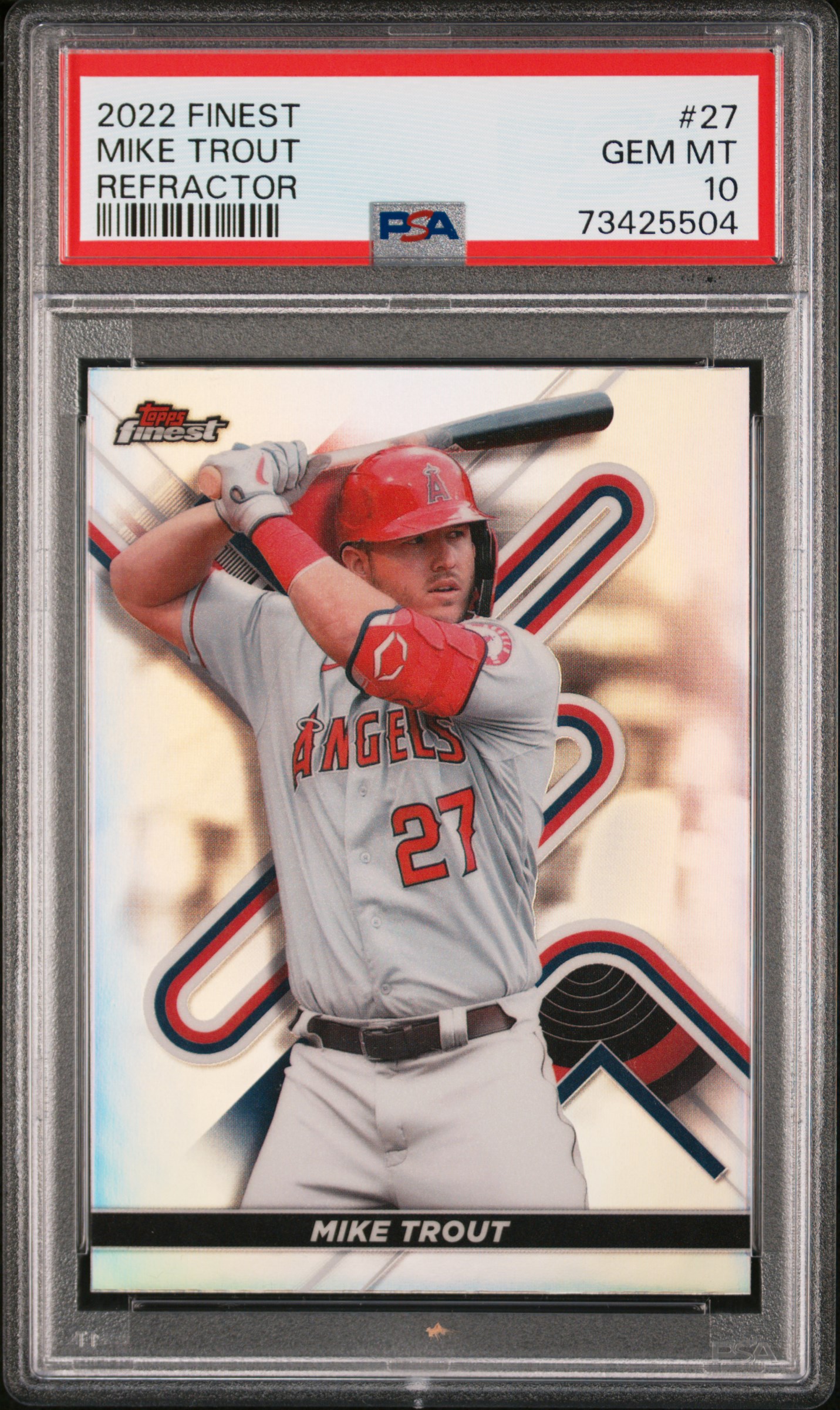 2022 Topps Finest Refractor #27 Mike Trout - PSA GEM MT 10