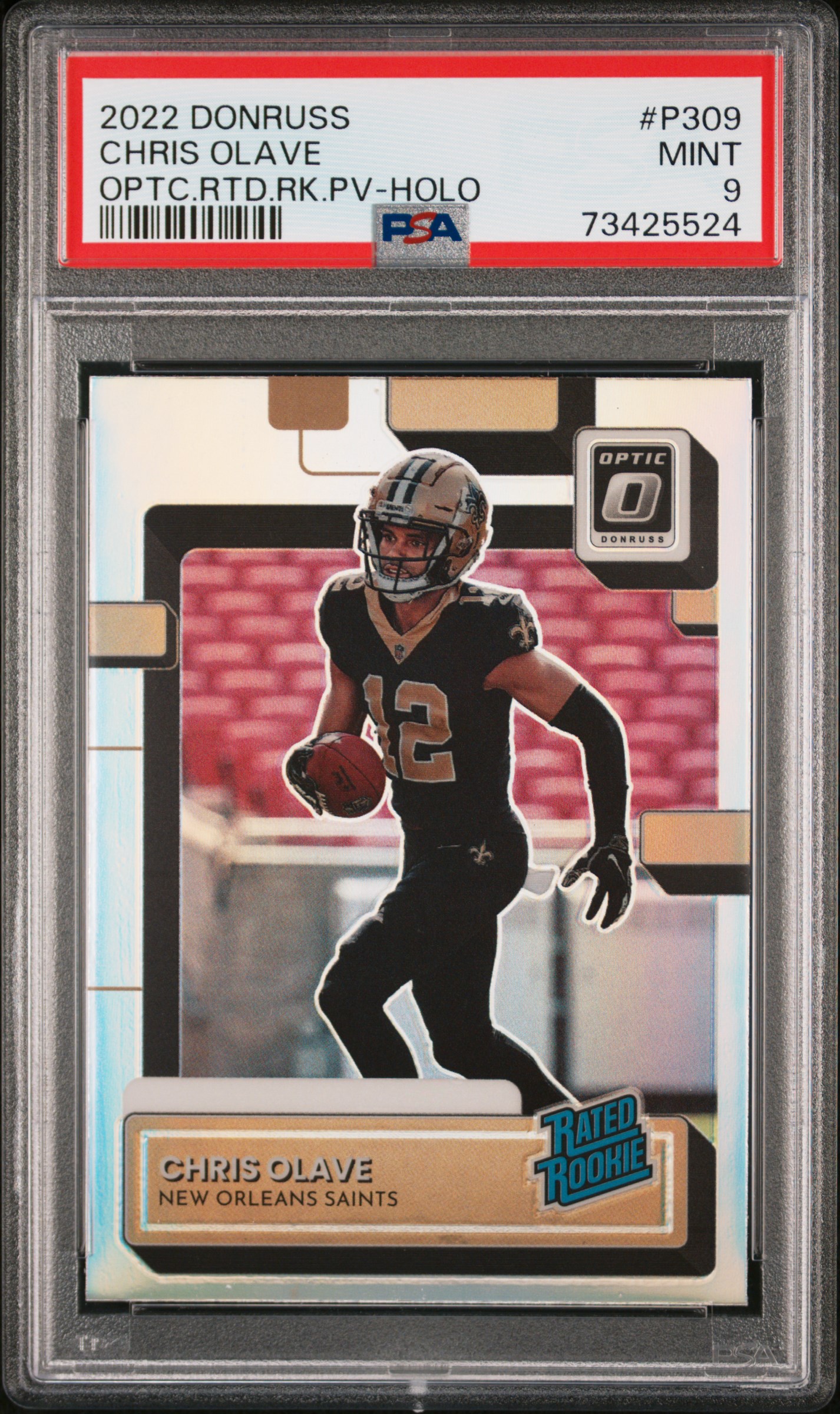 2022 Panini Donruss Optic Rated Rookie Preview Holo #P-309 Chris Olave Rookie Card - PSA MINT 9