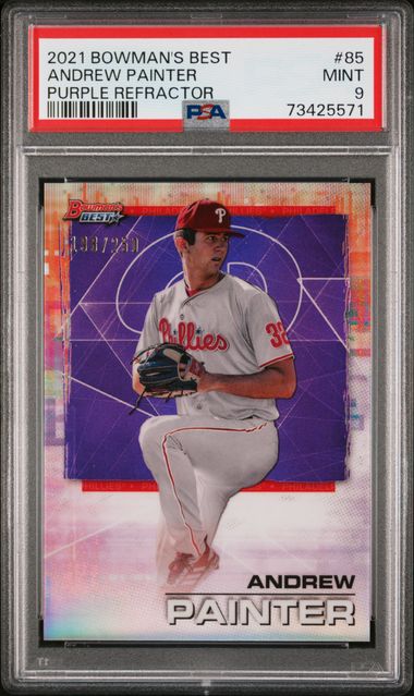 2021 Bowman's Best Purple Refractor #85 Andrew Painter Rookie Card