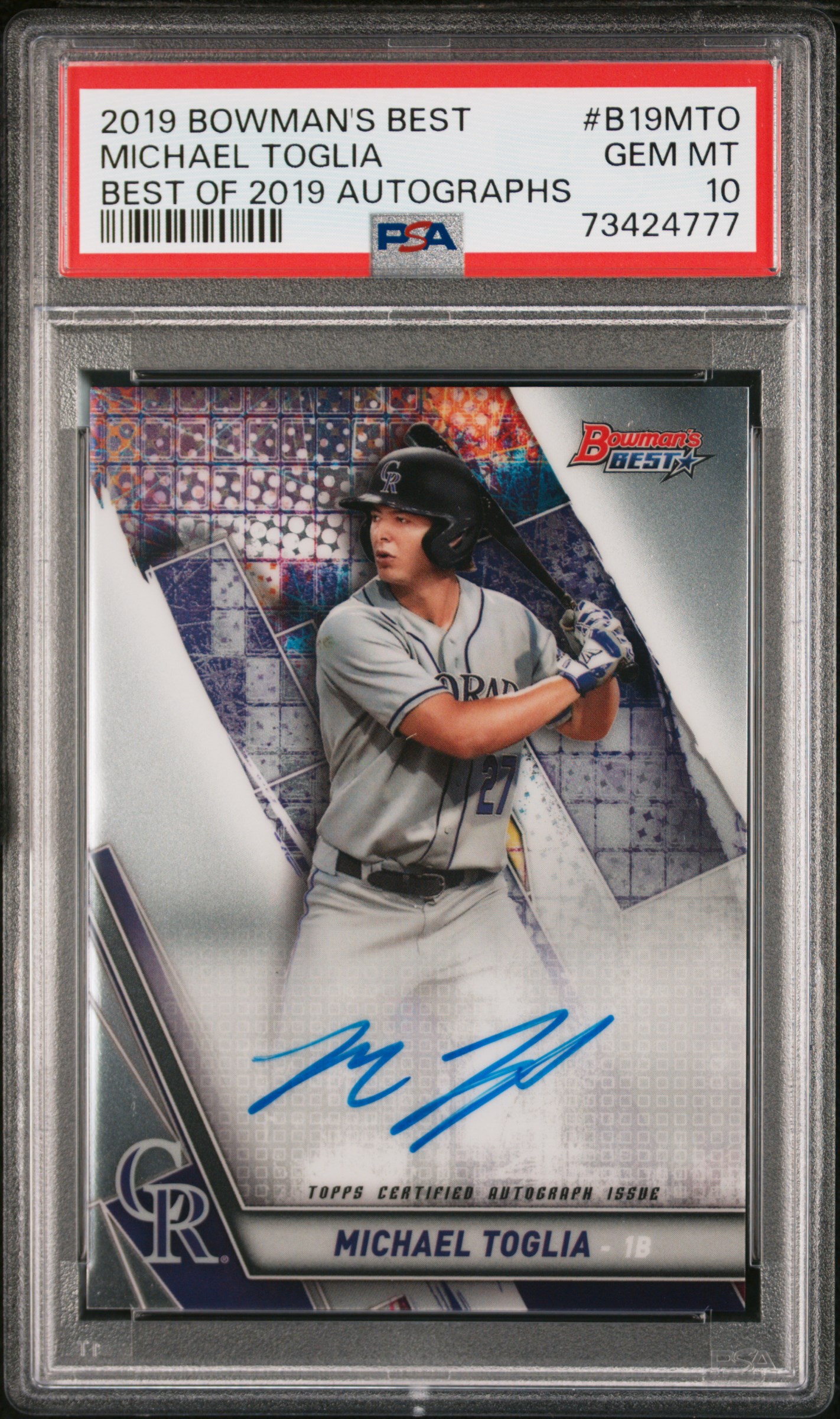 2019 Bowman'S Best Best Of 2019 Autographs  B19Mto Michael Toglia – PSA GEM MT 10