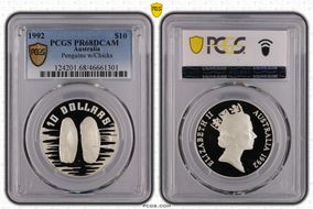 1992 $10 Penguins w/Chicks PR68DCAM