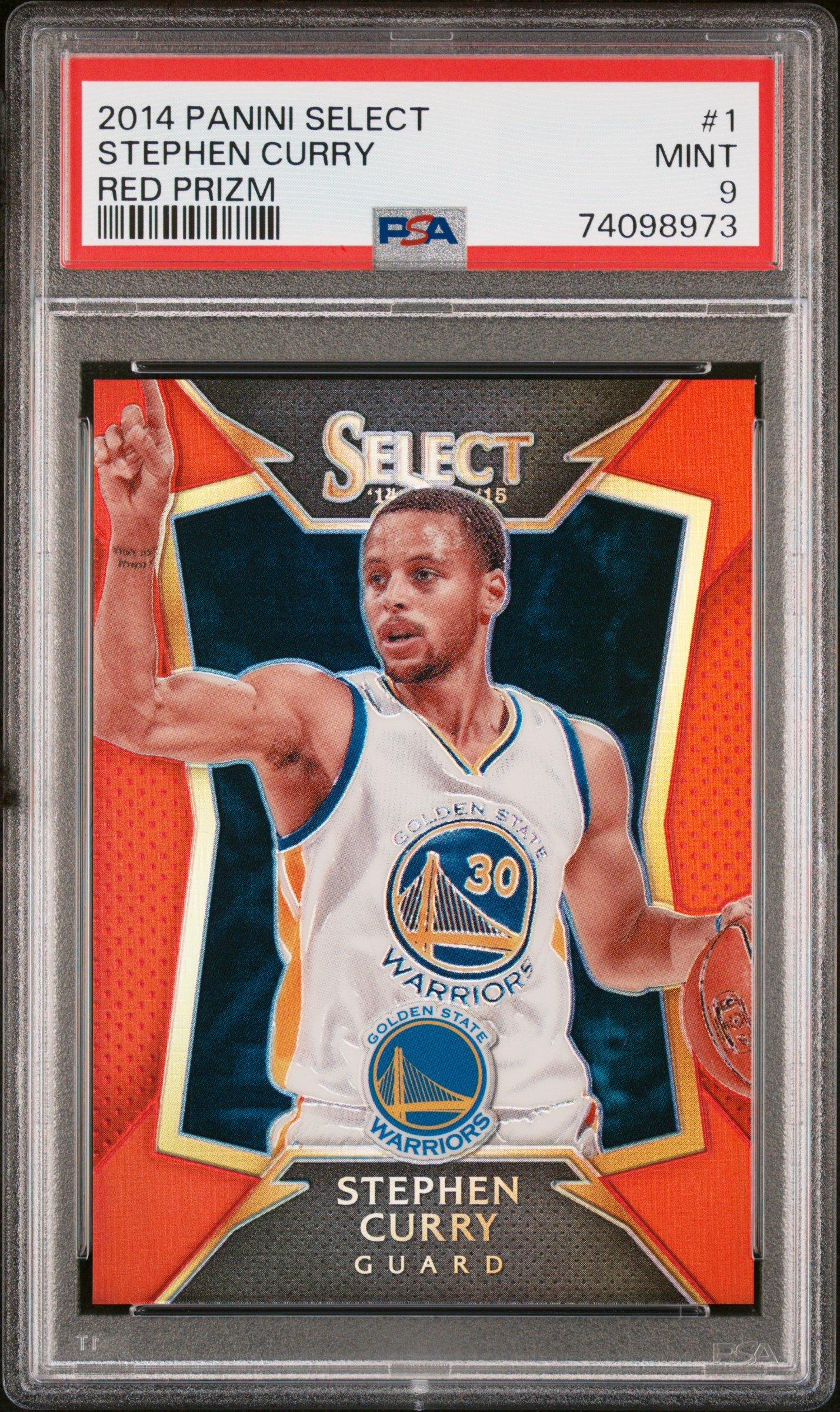 2014-15 Panini Select Red Prizm #1 Stephen Curry (#026/149) – PSA MINT 9