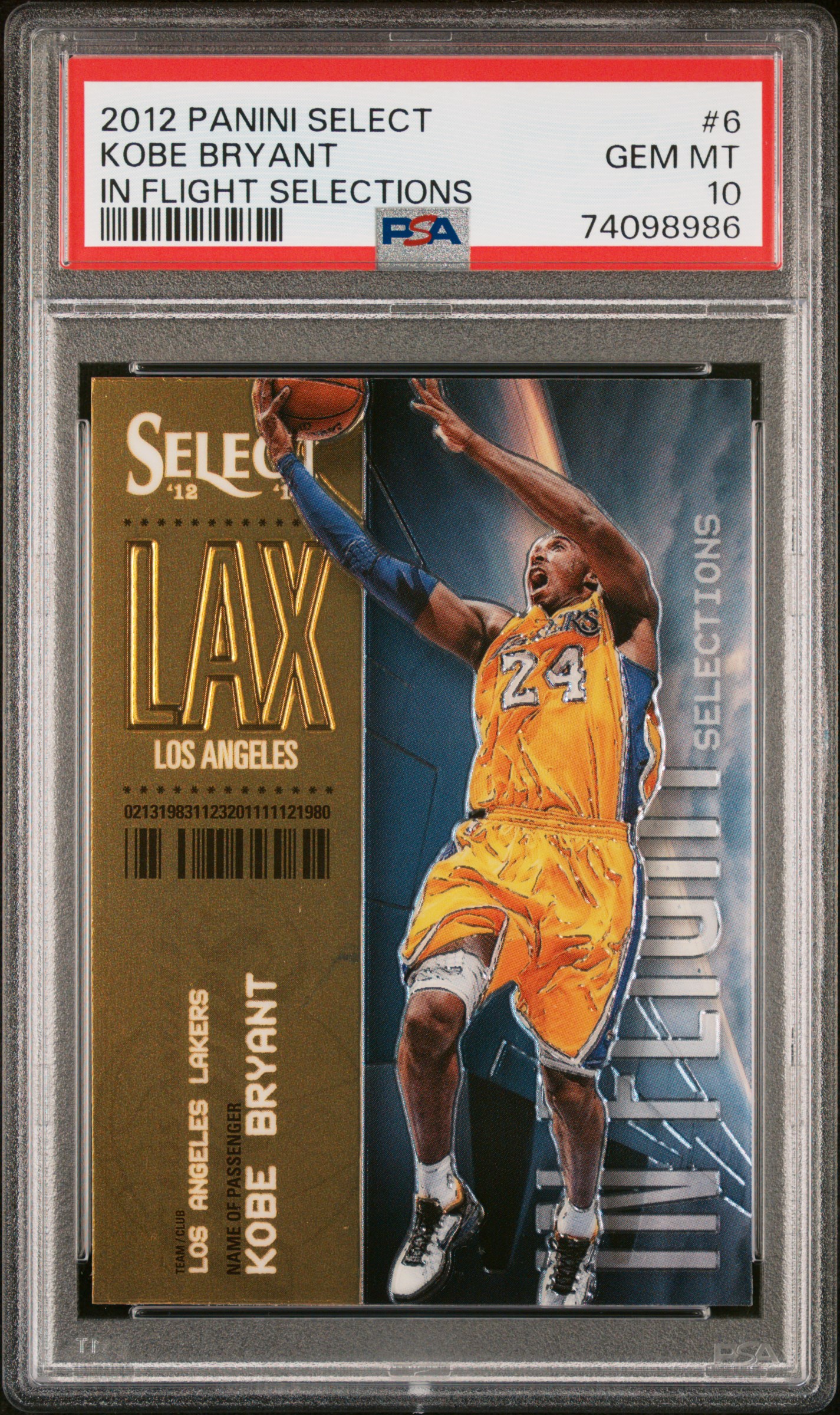 2012-13 Panini Select In Flight Selections #6 Kobe Bryant – PSA GEM MT 10