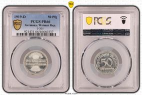 1919-D 50 Pfg J-301 PR66