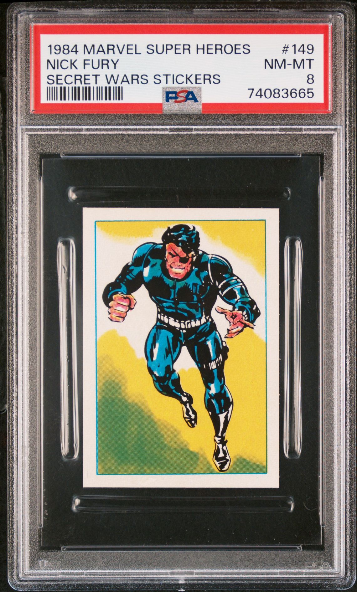 1984 Marvel MARVEL SUPER HEROES SECRET WARS STICKERS #149 Nick Fury front