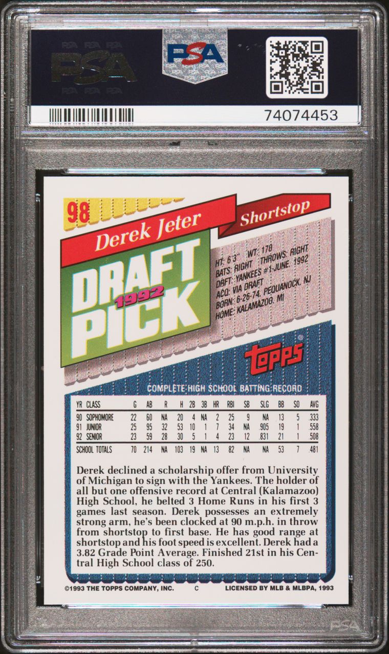 1995 DEREK JETER PSA 9 COLUMBUS CLIPPERS POLICE SET WITH 32 CARDS