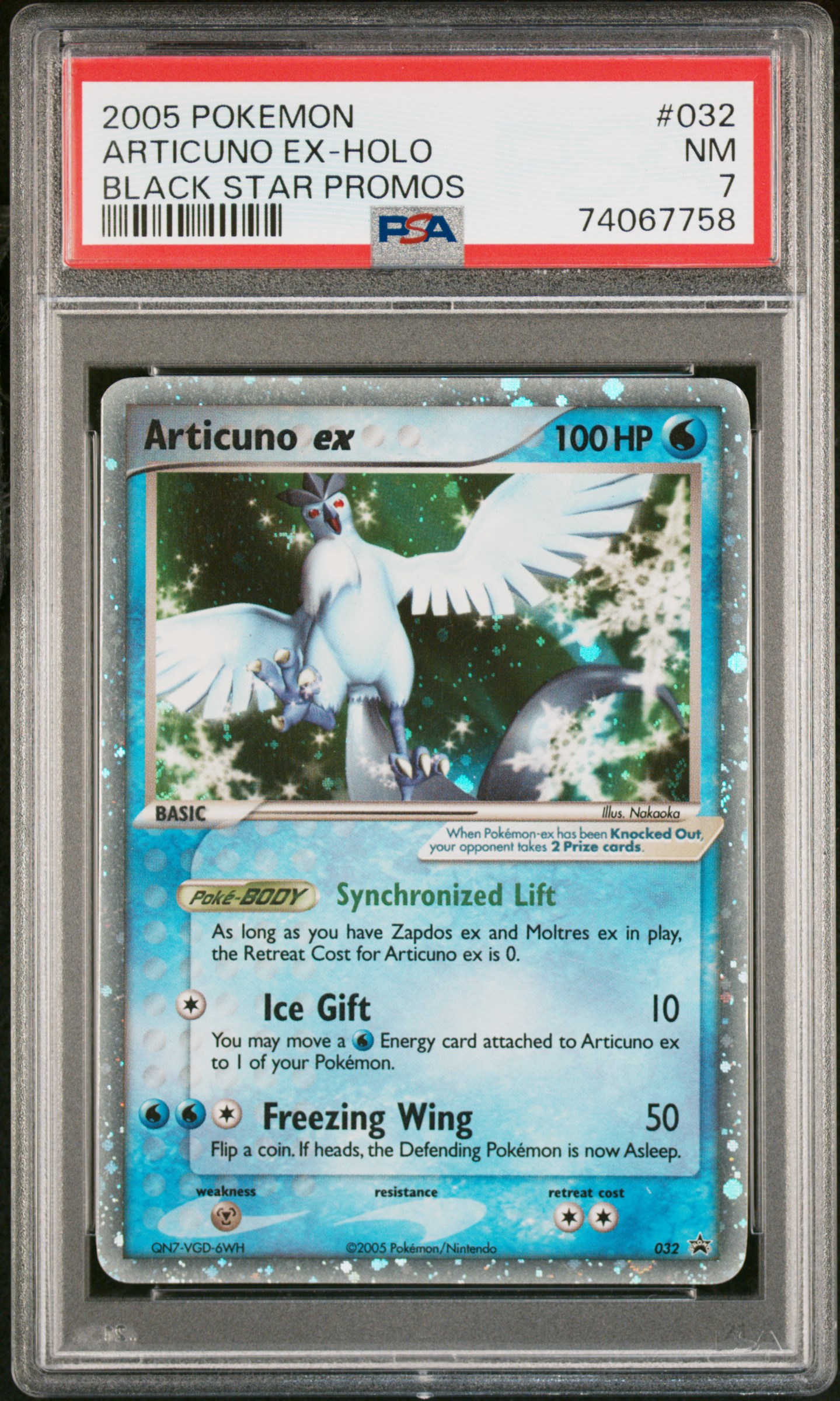 2005 Pokemon Black Star Promos Rare Holofoil #032 Articuno EX - PSA NM 7