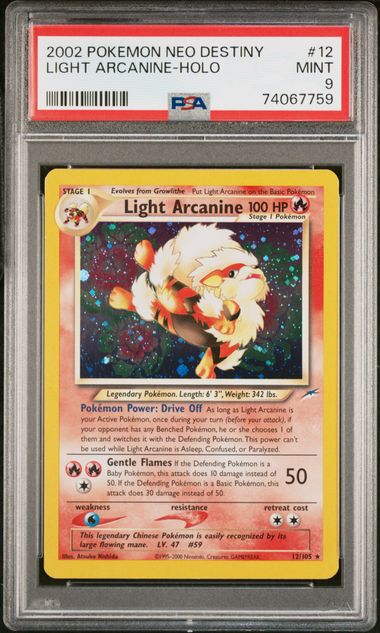 2002 Pokemon Neo Destiny Holofoil #12 Light Arcanine – PSA MINT 9 