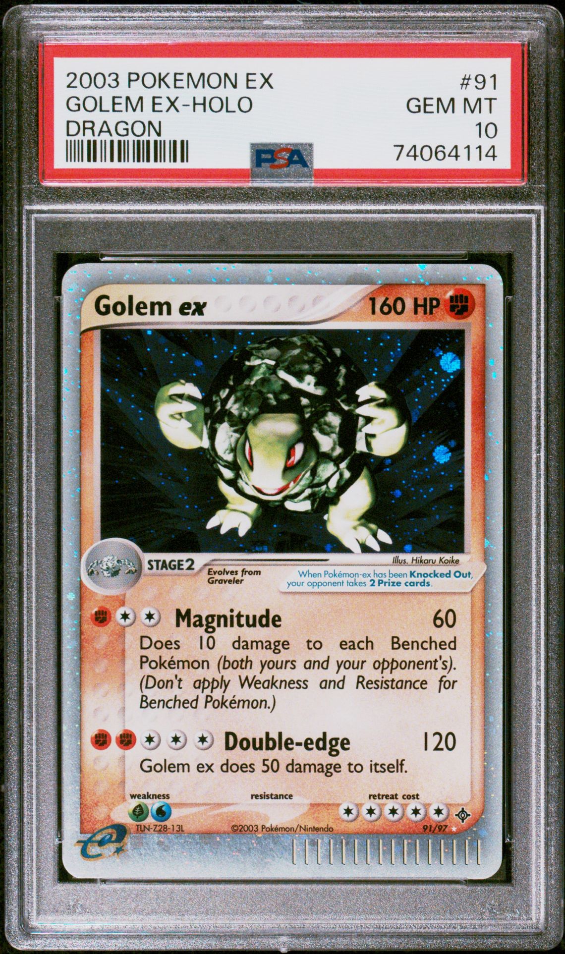 2003 Pokemon POKEMON EX DRAGON #91 Golem Ex-Holo front