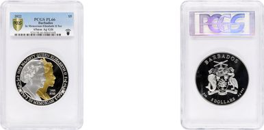 2022 $5 In Memoriam Elizabeth II 5oz 65mm Ag Gilt PL66