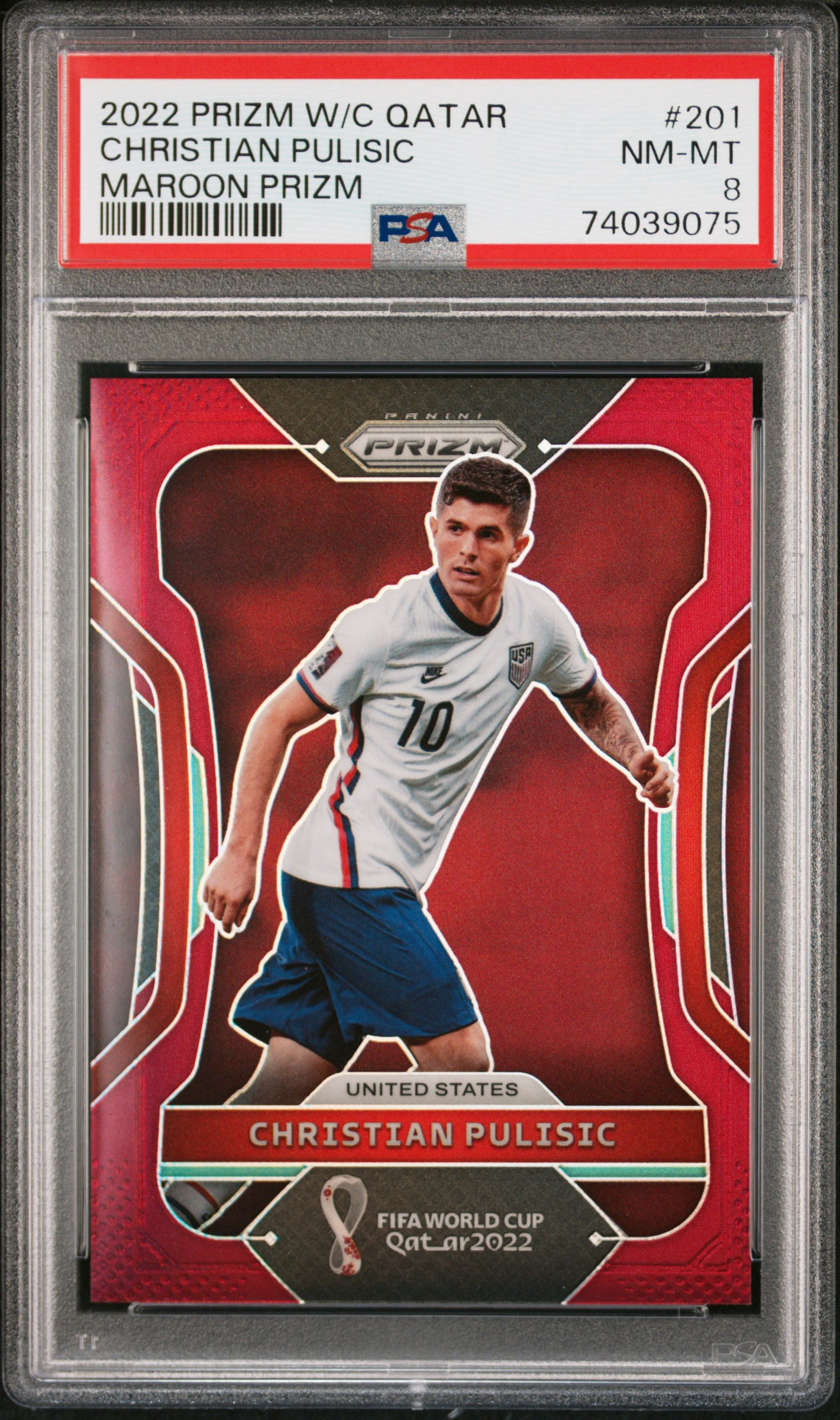 2022 #201 Christian Pulisic PSA 8 Panini Prizm World Cup Qatar
