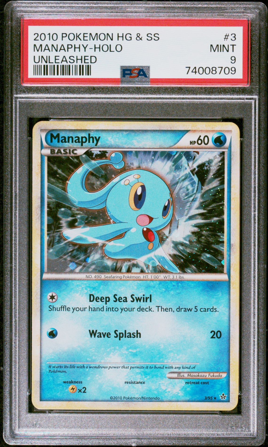 2010 Pokemon POKEMON HEARTGOLD & SOULSILVER UNLEASHED #3 Manaphy-Holo front