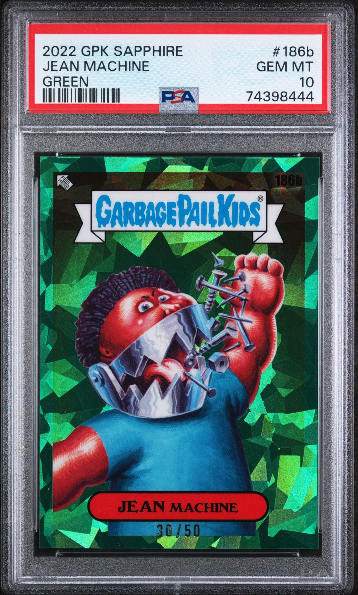 2022 Topps TOPPS GARBAGE PAIL KIDS SAPPHIRE EDITION GREEN #186B Jean Machine front