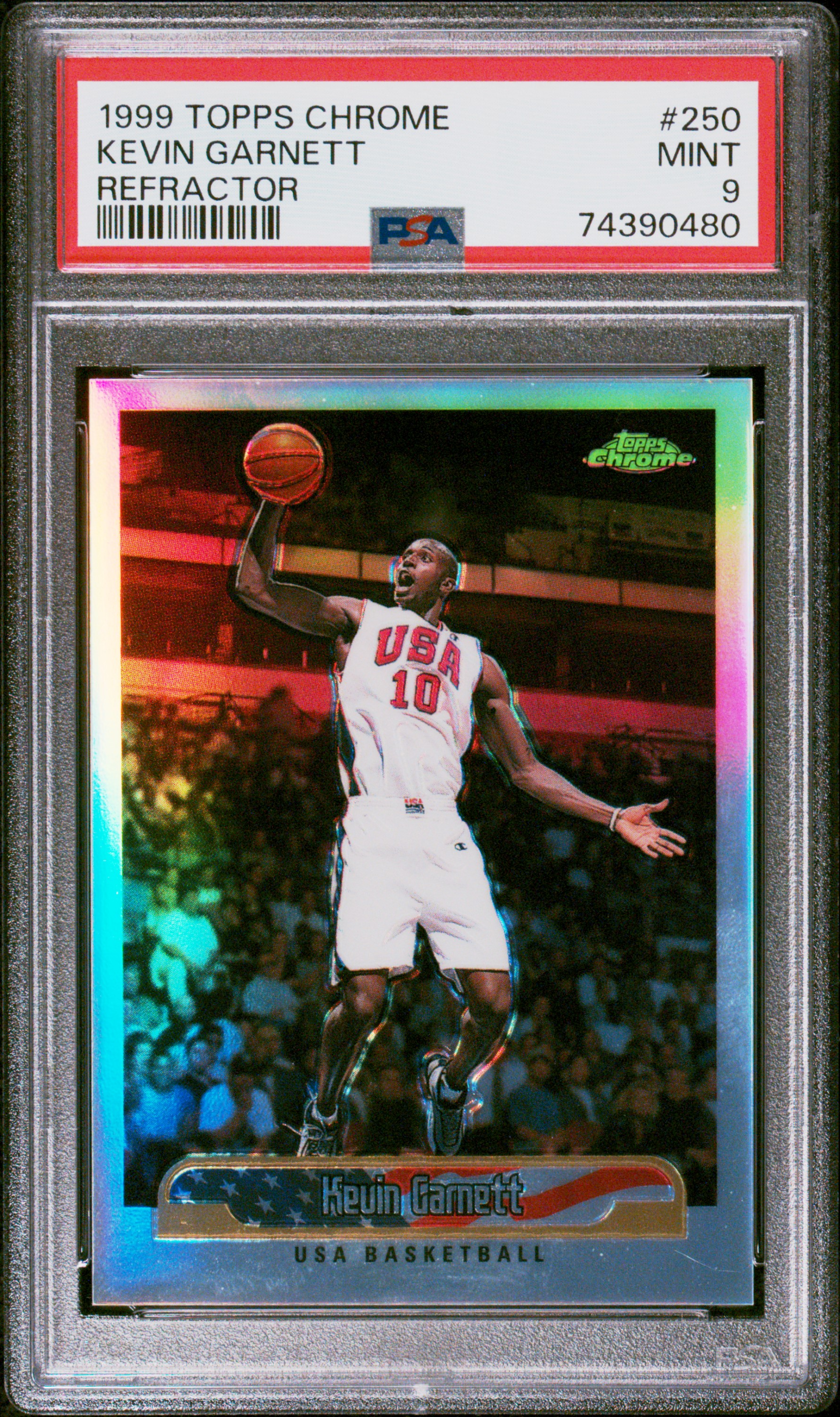 1999-00 Topps Chrome Refractor #250 Kevin Garnett – PSA MINT 9