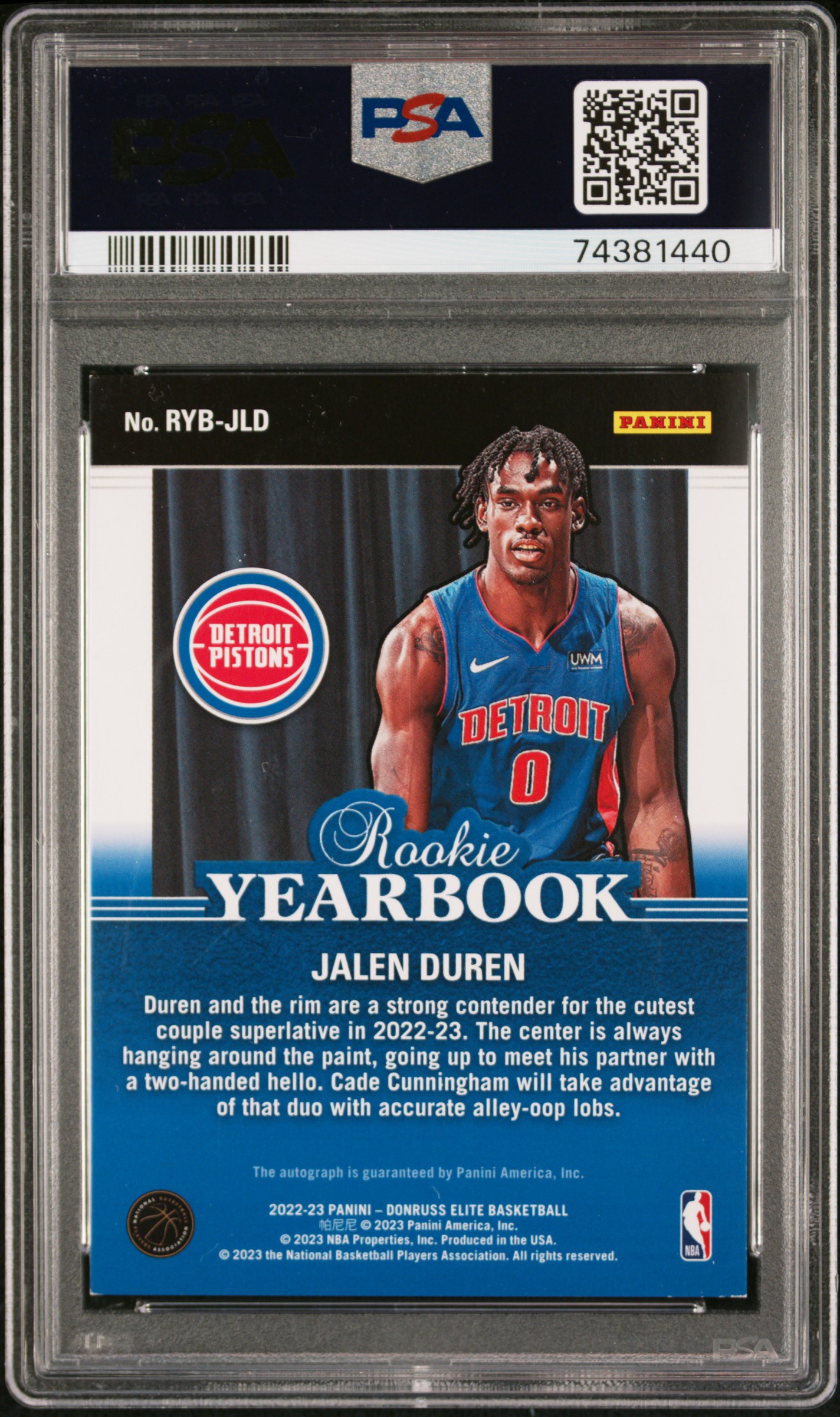 2022 Panini Donruss Elite Rookie Yearbook Autographs Jalen Duren #Rybjld (Rookie Yearbook Au-Red) Nm-Mt 8 back
