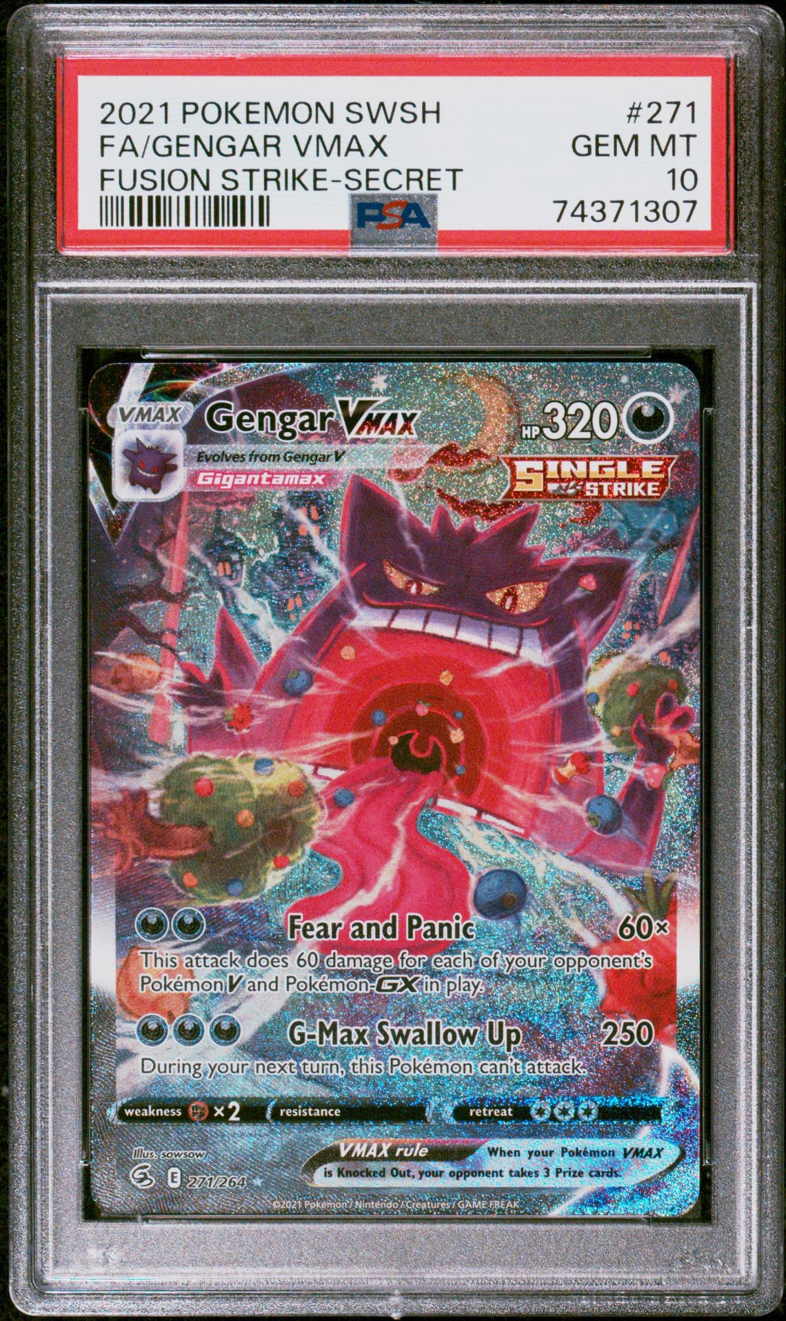 2021 Pokemon POKEMON SWORD & SHIELD FUSION STRIKE SECRET #271 Fa/Gengar Vmax front
