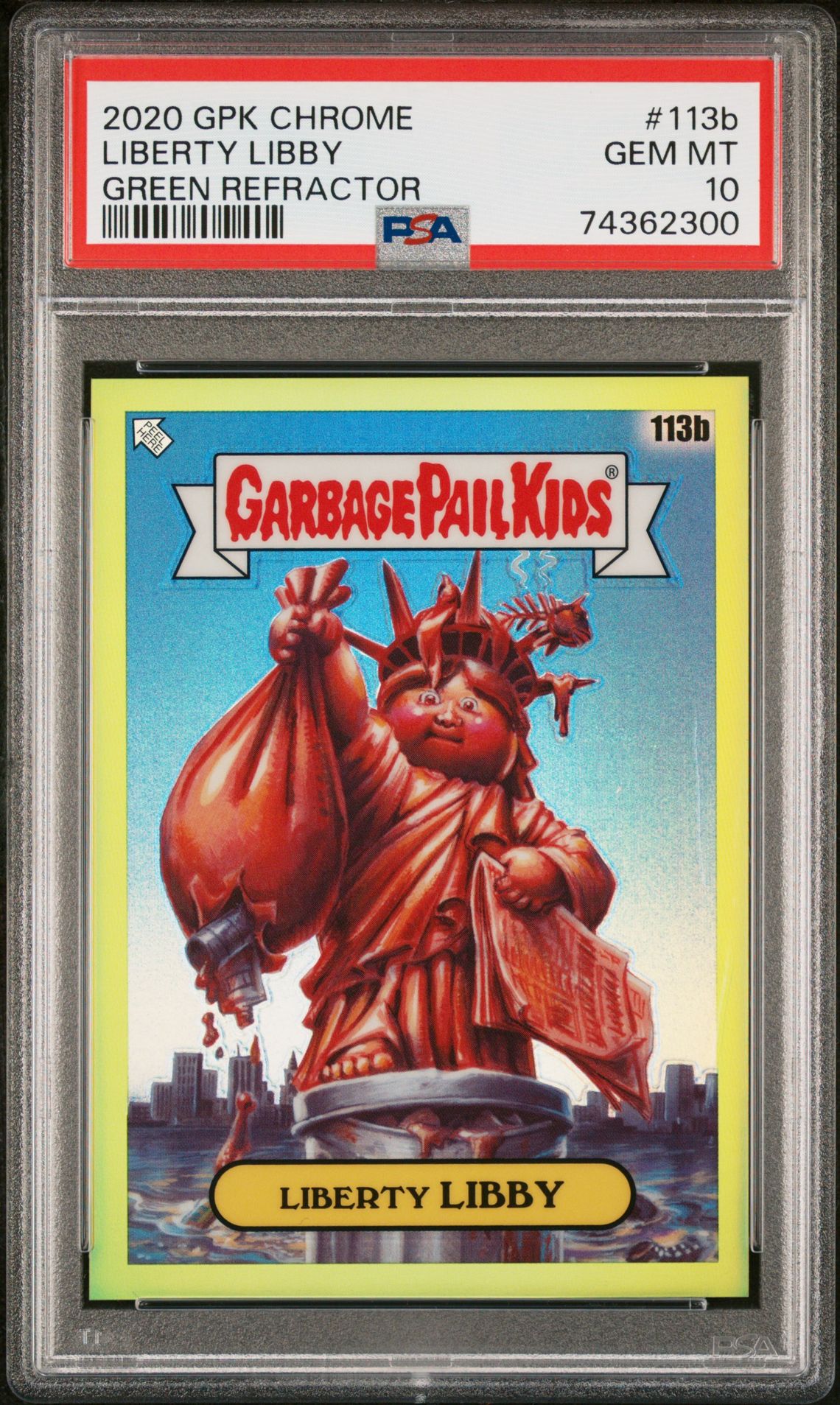 2020 Topps GARBAGE PAIL KIDS CHROME Green Refractor #113B Liberty Libby front