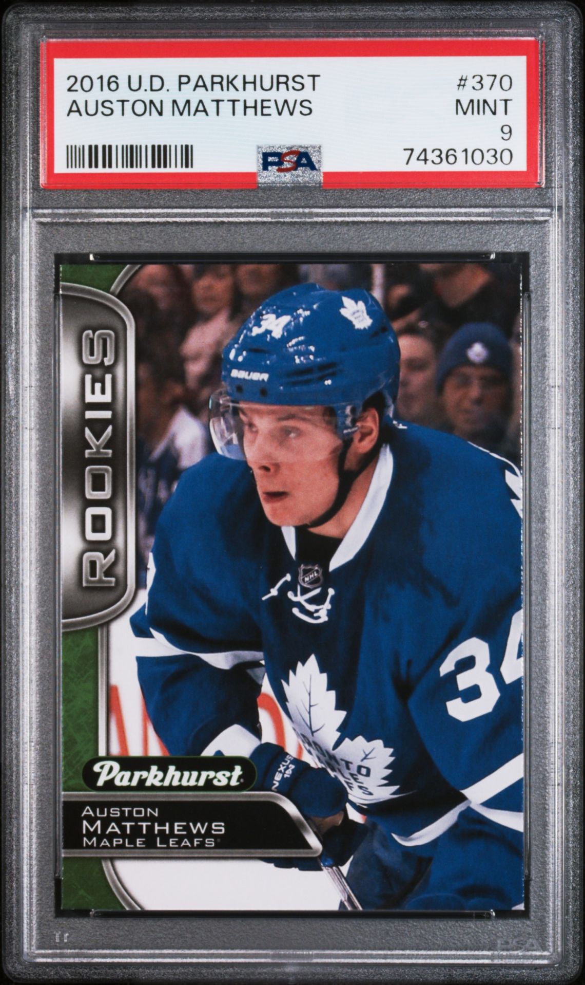 2016 Upper Deck Parkhurst Auston Matthews #370 Mint 9 front
