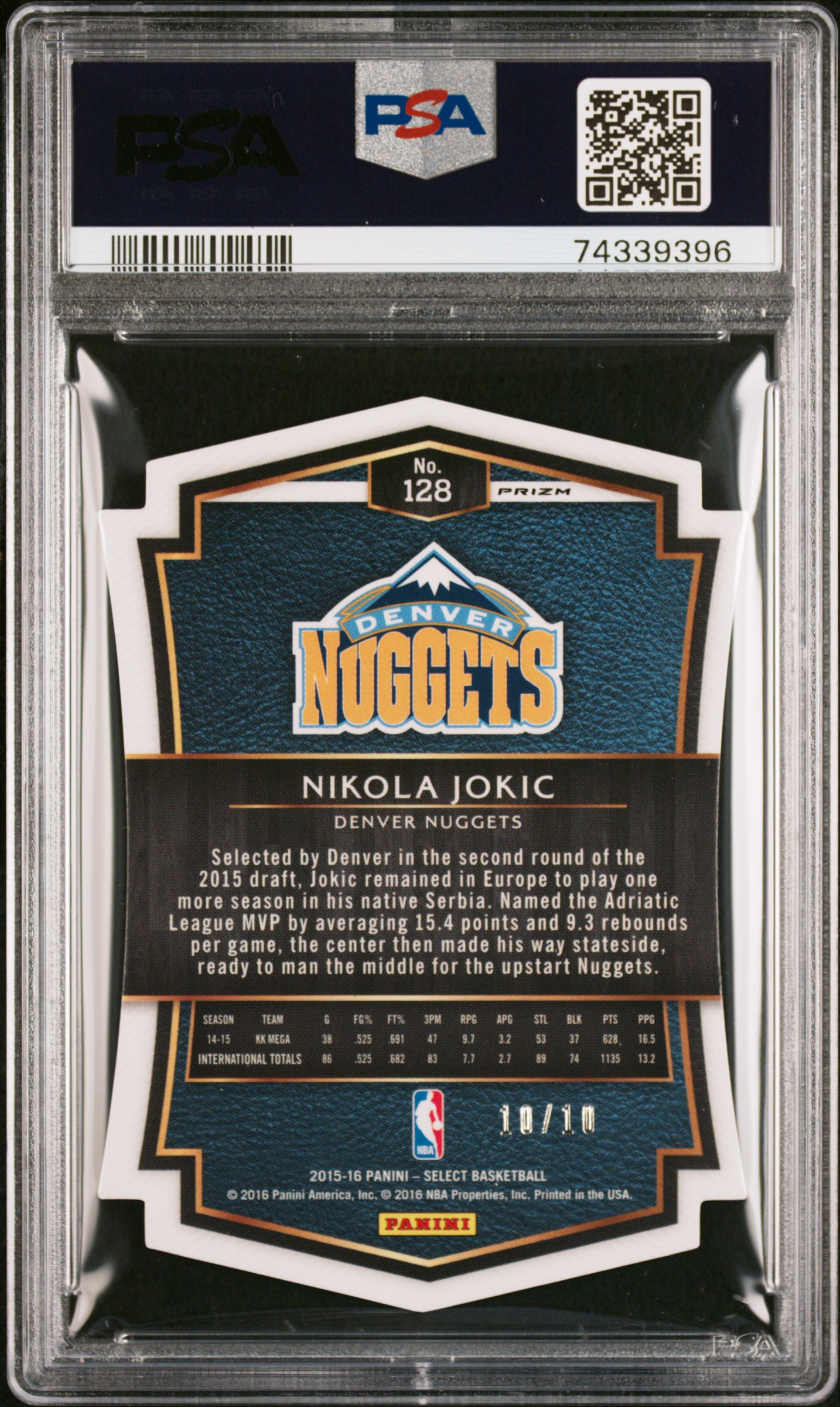 Nugz Cards's 2015 Panini Select Nikola Jokic Gold Prizm Rookie Die