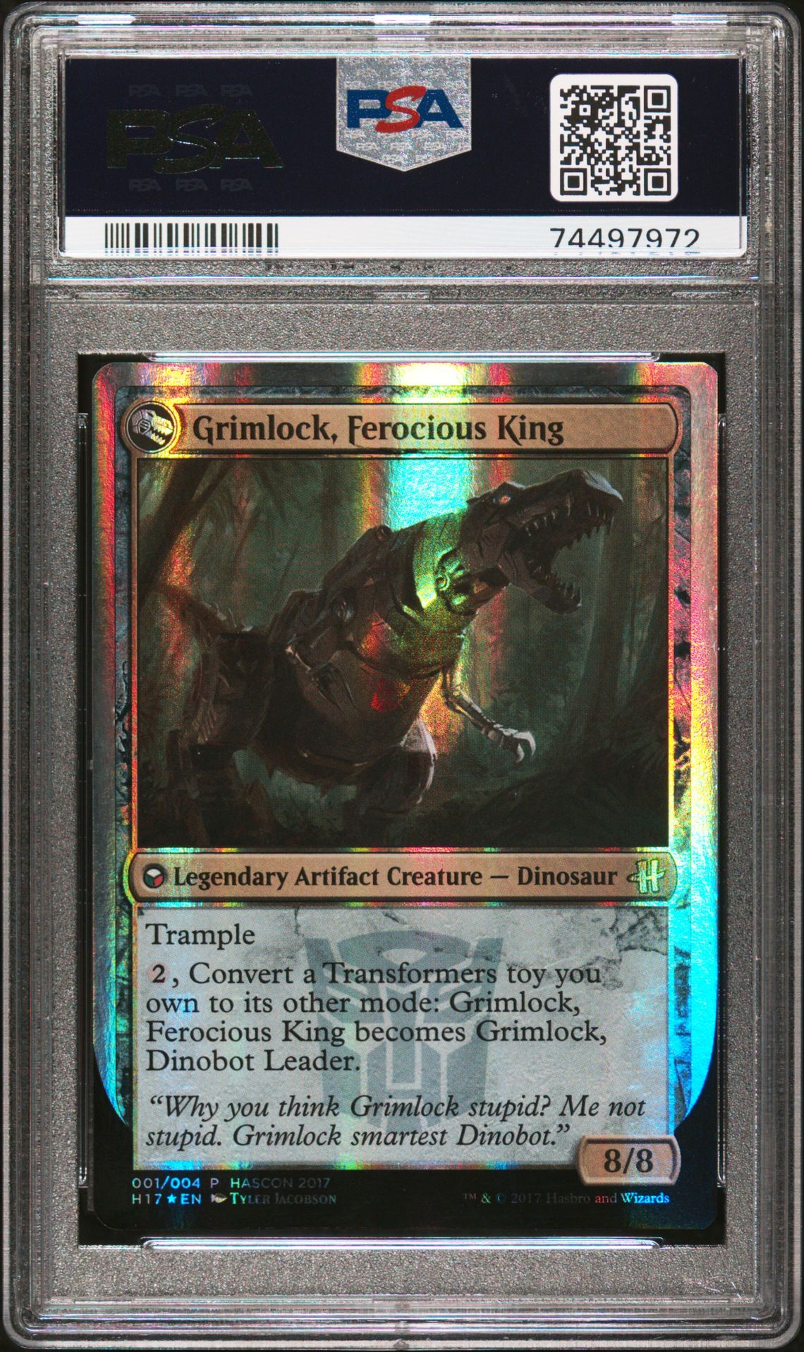 2017 Magic The Gathering Hascon Collection Grimlock, Dinobot Ldr #1 (Grimlock, Ferocious King-Foil) Mint 9 back