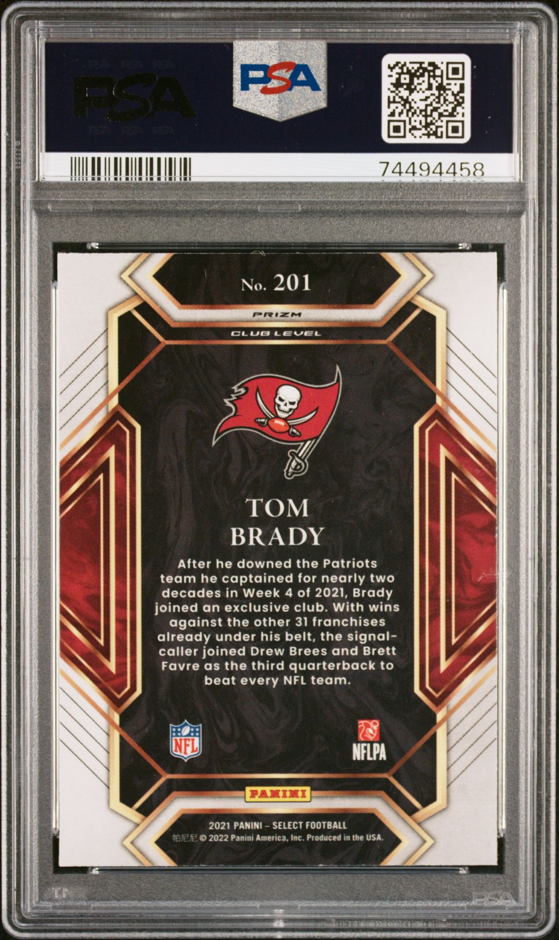 2021 Panini Select Tom Brady #201 (Cosmic Prizm) Mint 9 back
