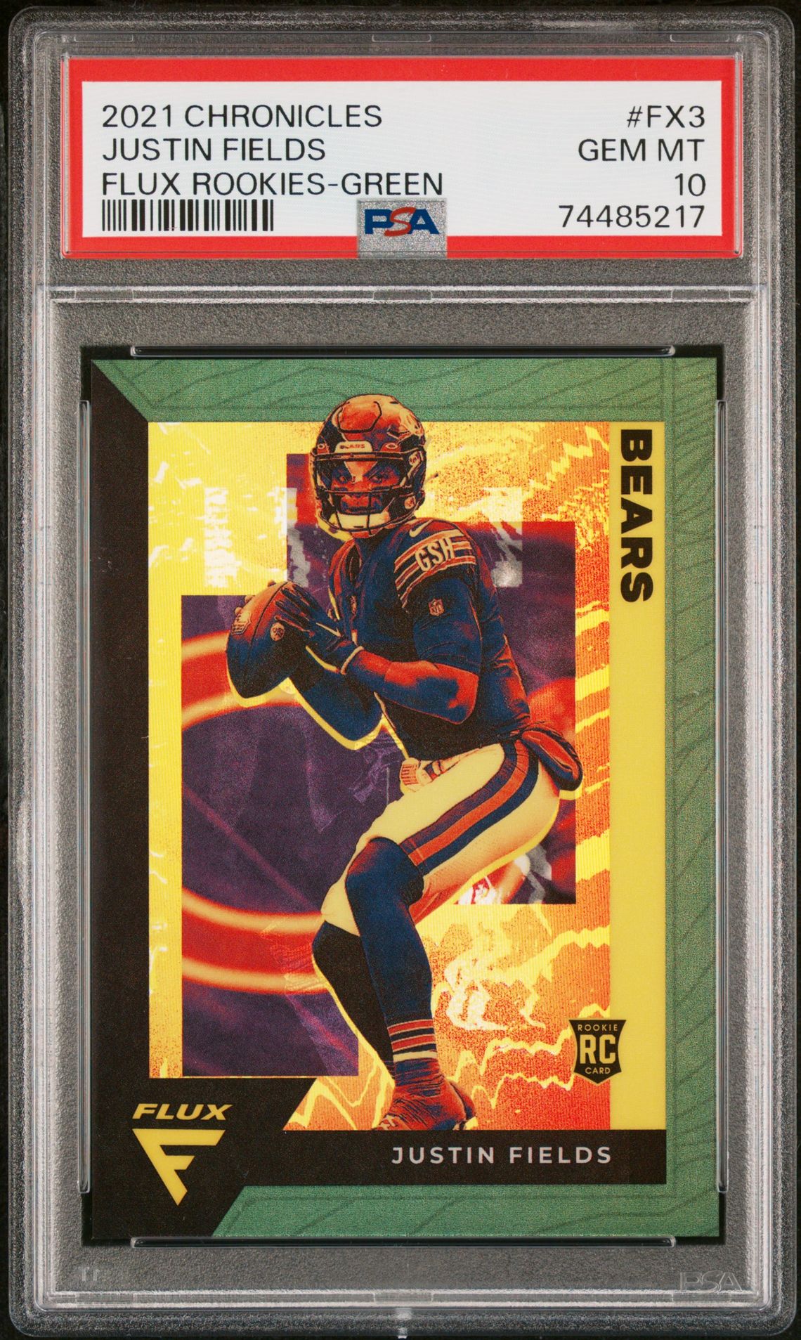 2021 Panini PANINI CHRONICLES FLUX ROOKIES GREEN #FX3 Justin Fields front