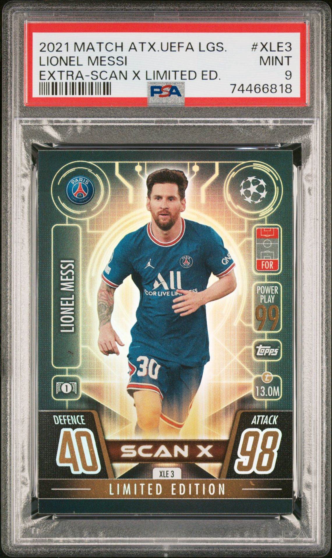 2021 Topps TOPPS MATCH ATTAX EXTRA UEFA CHAMPIONS LEAGUE SCAN X LIMITED EDITION #XLE3 Lionel Messi front