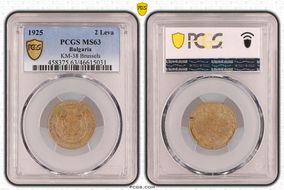 1925 2 Leva KM-38 Brussels MS63