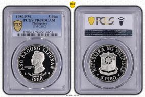 1980-FM 5 Piso Ferdinand Marcos KM-210.2 PR69DCAM