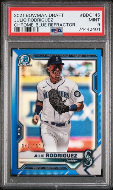 2021 Bowman Bowman Draft Blue Refractor #BDC145 Julio Rodriguez front