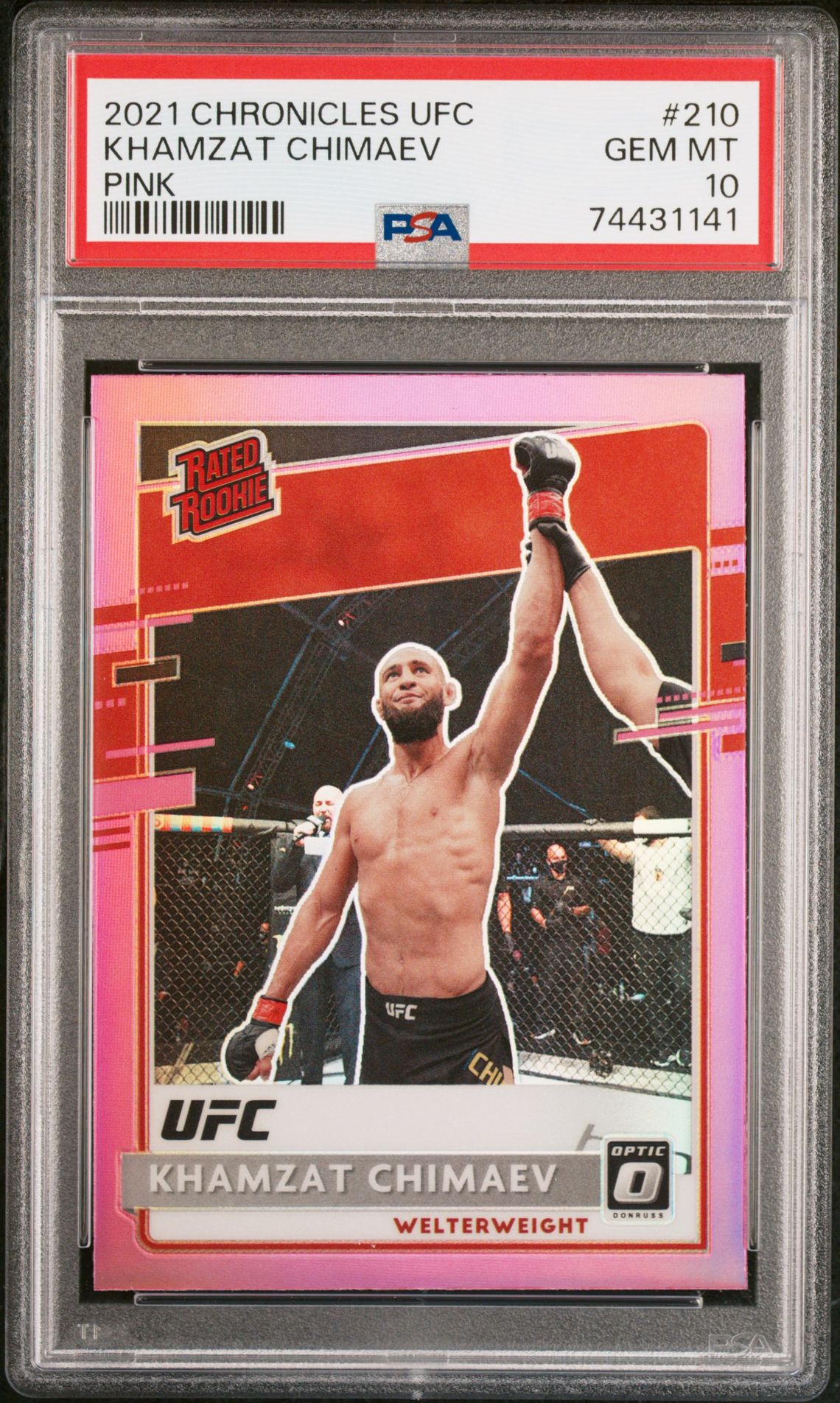 2021 Panini PANINI CHRONICLES UFC Pink #210 Khamzat Chimaev front