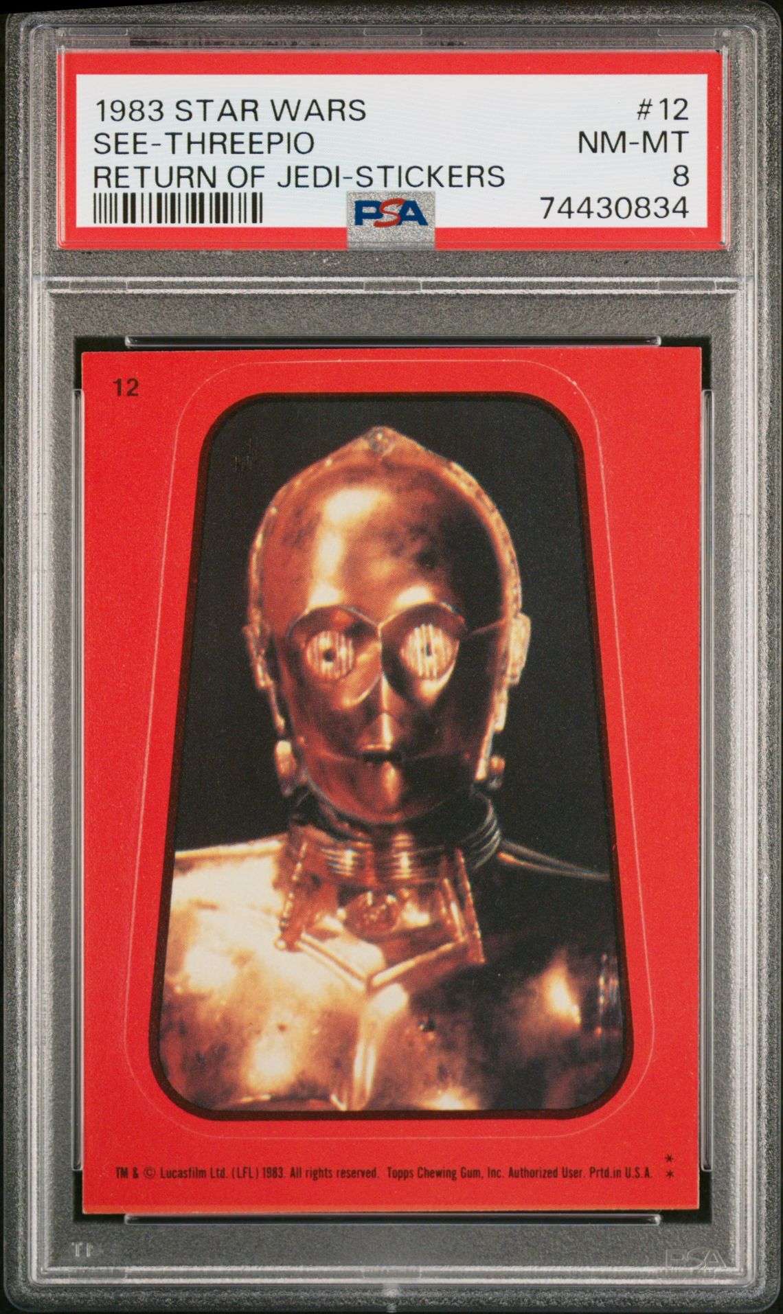 1983 Star Wars STAR WARS RETURN OF THE JEDI STICKERS Red #12 See-Threepio front