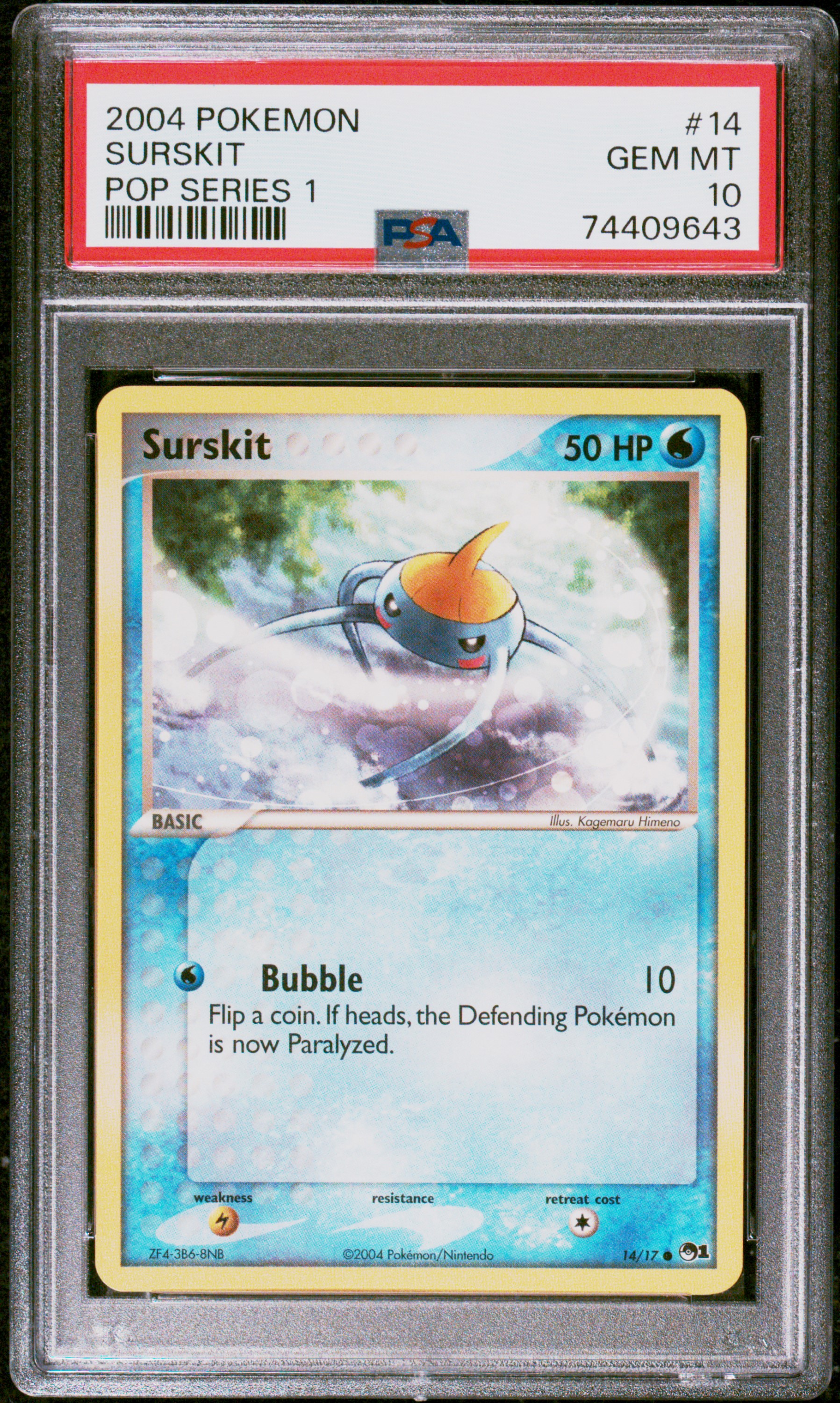 2004 Pokemon Pop Series 1 #14 Surskit - PSA GEM MT 10
