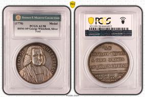 (1770) AR Medal BHM-149, George Whitefield AU58